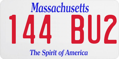 MA license plate 144BU2