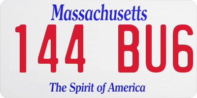 MA license plate 144BU6