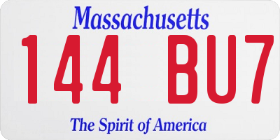 MA license plate 144BU7