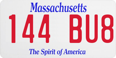 MA license plate 144BU8