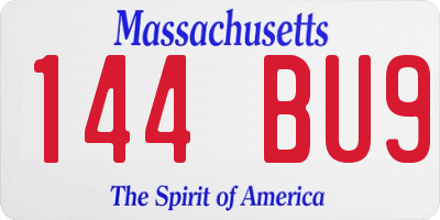 MA license plate 144BU9