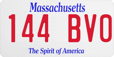 MA license plate 144BV0