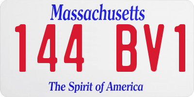 MA license plate 144BV1