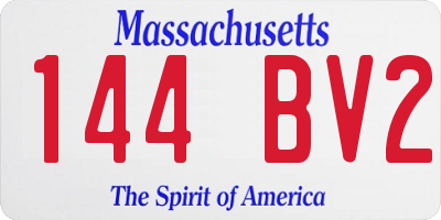 MA license plate 144BV2