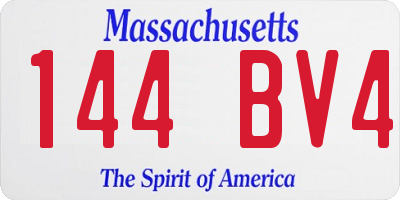 MA license plate 144BV4