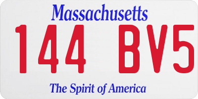 MA license plate 144BV5