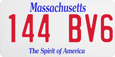 MA license plate 144BV6