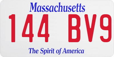 MA license plate 144BV9