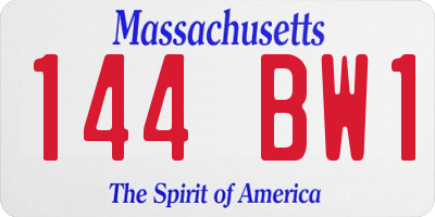 MA license plate 144BW1