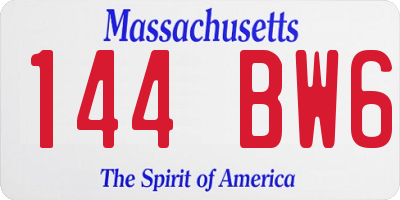 MA license plate 144BW6