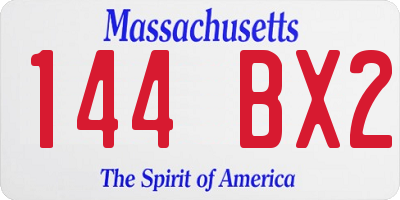 MA license plate 144BX2