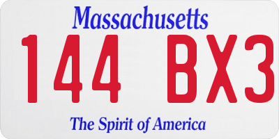 MA license plate 144BX3
