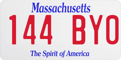 MA license plate 144BY0