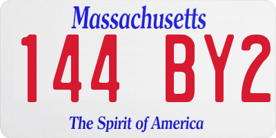MA license plate 144BY2