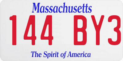 MA license plate 144BY3
