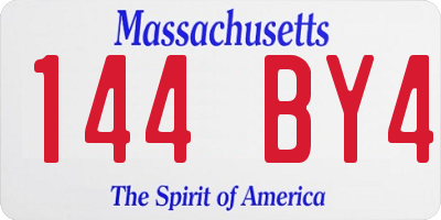MA license plate 144BY4