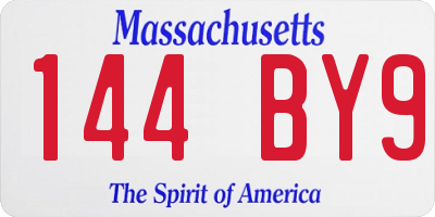 MA license plate 144BY9