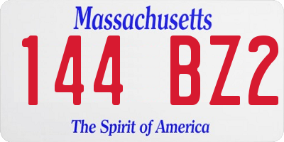 MA license plate 144BZ2