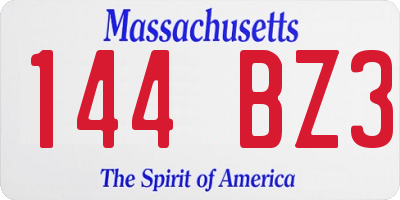 MA license plate 144BZ3