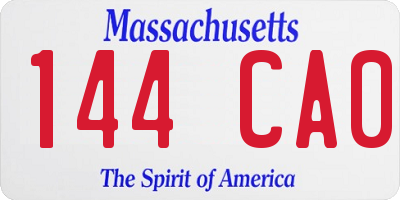 MA license plate 144CA0