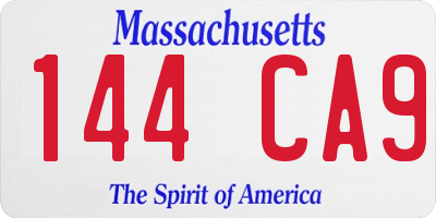 MA license plate 144CA9