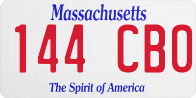 MA license plate 144CB0