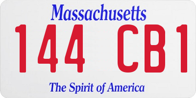 MA license plate 144CB1
