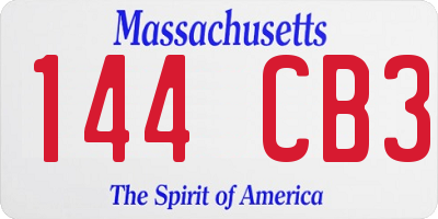 MA license plate 144CB3