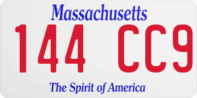 MA license plate 144CC9