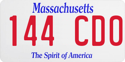 MA license plate 144CD0