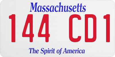 MA license plate 144CD1