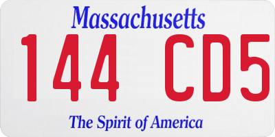 MA license plate 144CD5