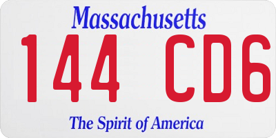 MA license plate 144CD6