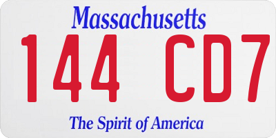 MA license plate 144CD7