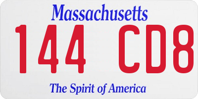MA license plate 144CD8