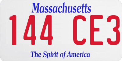 MA license plate 144CE3