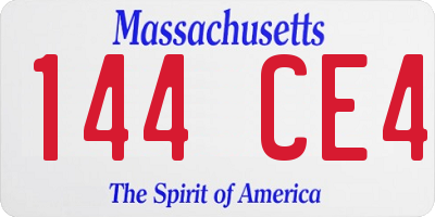 MA license plate 144CE4