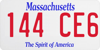MA license plate 144CE6