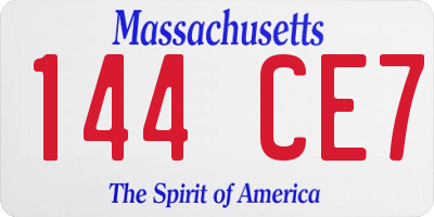 MA license plate 144CE7