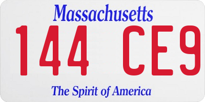MA license plate 144CE9