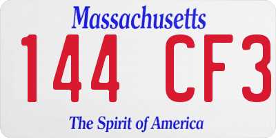 MA license plate 144CF3