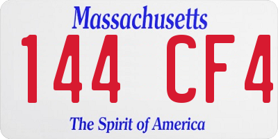 MA license plate 144CF4