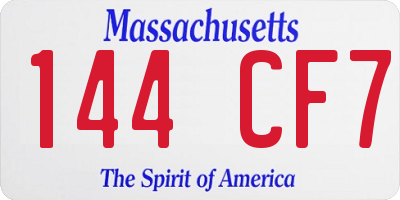 MA license plate 144CF7