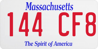 MA license plate 144CF8