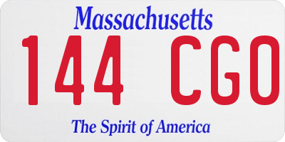MA license plate 144CG0