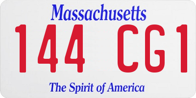 MA license plate 144CG1