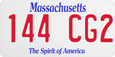 MA license plate 144CG2