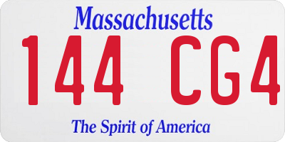 MA license plate 144CG4