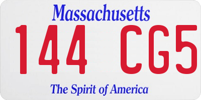 MA license plate 144CG5