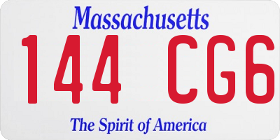 MA license plate 144CG6